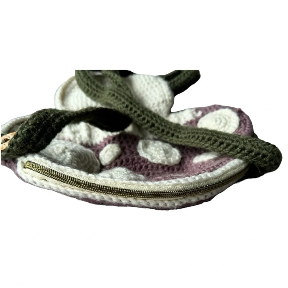 Handmade Crocheted Mushroom Bag with Zipper